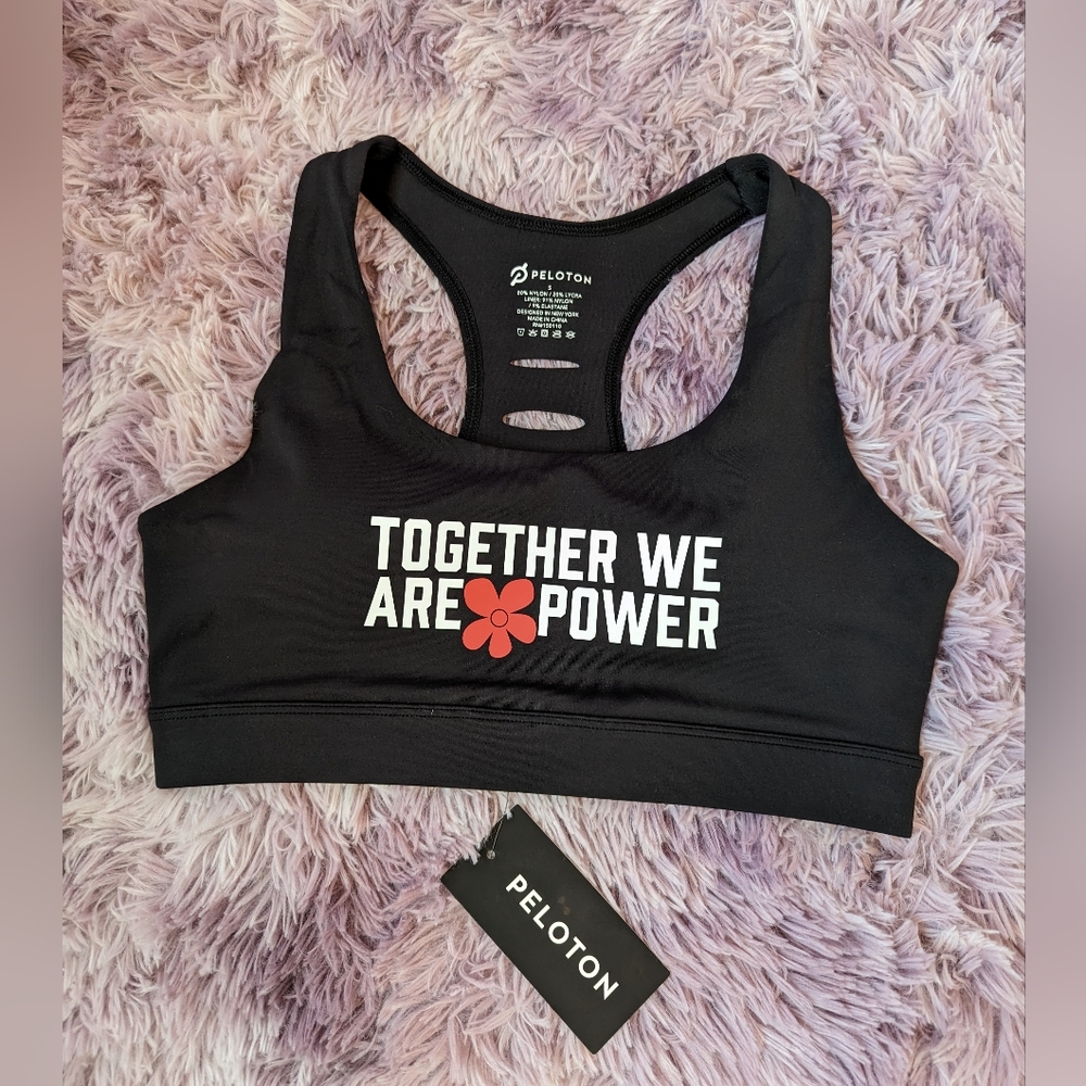 PELOTON Together We Are Power Black Advance Sophia Sports Workout Bra size Small